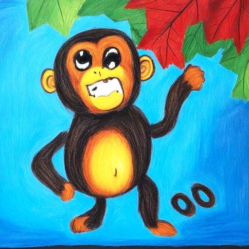 Crazy Monkey (a monkey with a funny face dangling from a tree)