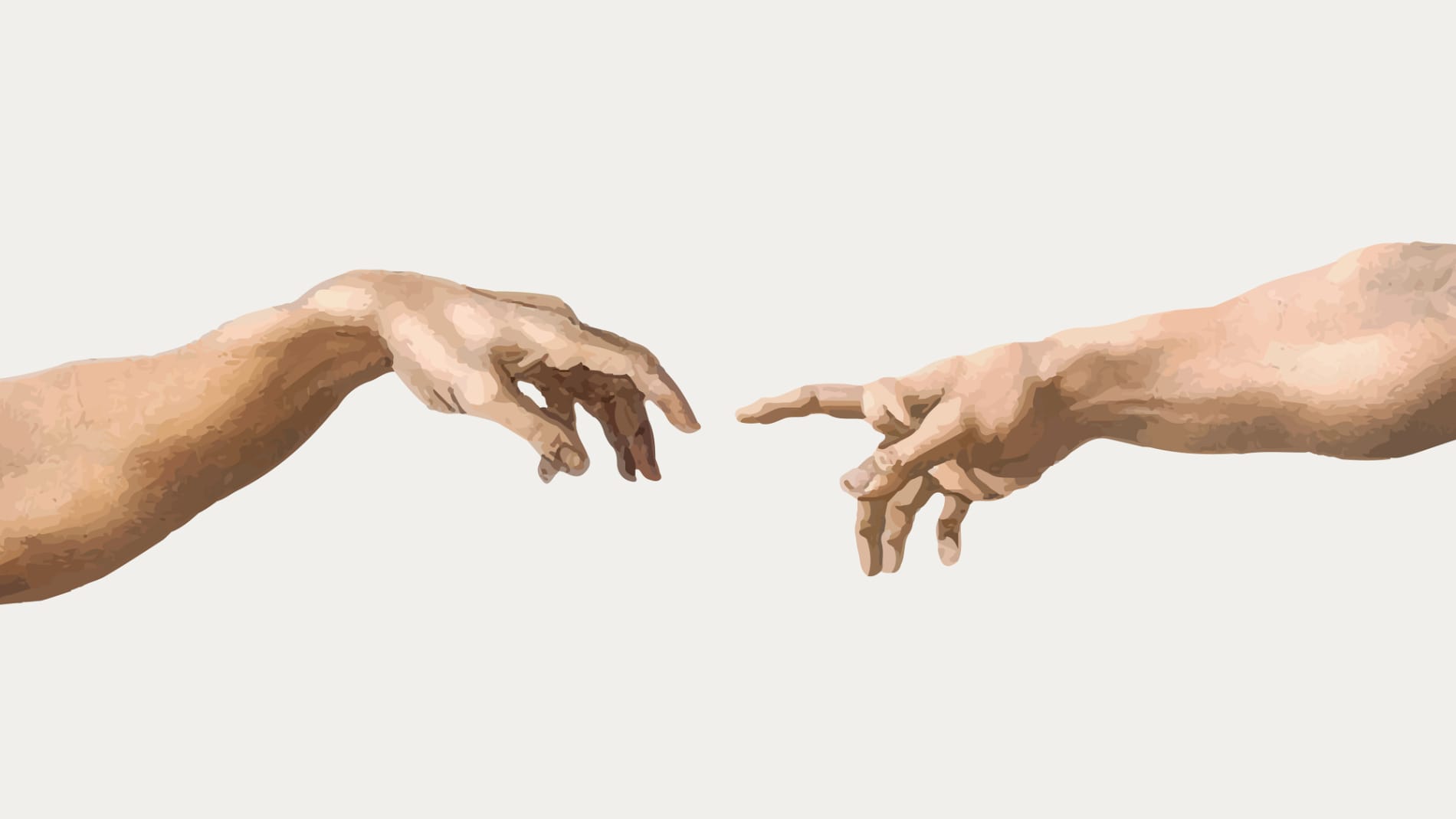 Contact (Creation of Adam famous painting, remixed from artworks by Michelangelo Buonarroti)
